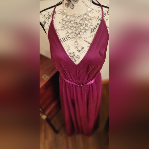 GALINA SIGNATURE || Burgandy Wine Half Wrap Formal Gown - Women's Sz 14 - Picture 11 of 16